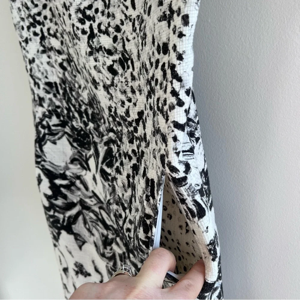 Yeohlee Floral print Sheath Midi Dress Cap Sleeves, Boat Neck, Black & White, 8 - Picture 7 of 13